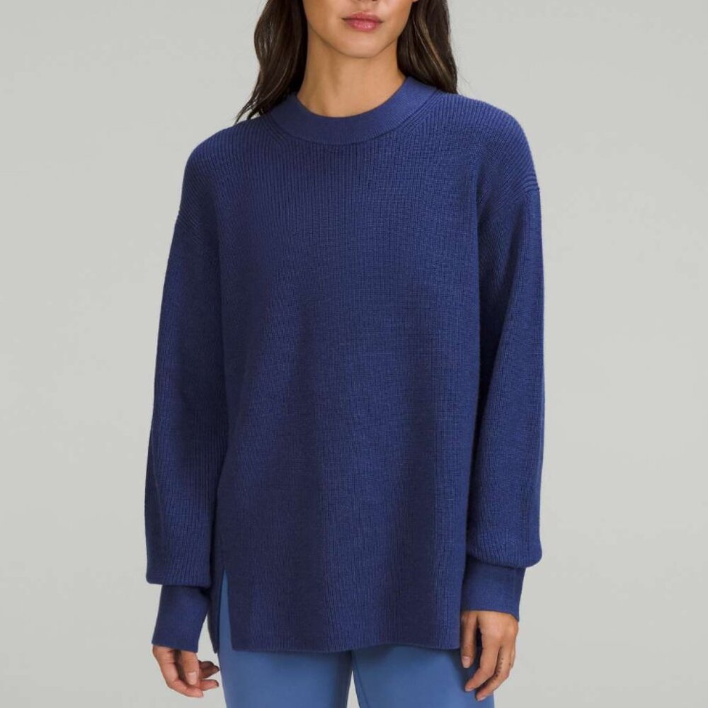 Lululemon Merino Wool-Blend Ribbed Crewneck Sweater Heathered Psychic‎ 2